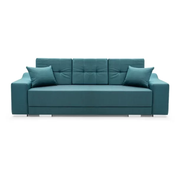 sofa rozkładana CYPIS - 3 zdejmowane poduchy oparciowe i 2 małe poduszki dekoracyjne