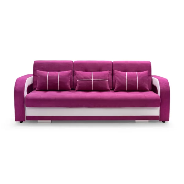 sofa rozkładana NINA 3-osobowa, 3 zdejmowane poduszki oparciowe i 3 poduszki dekoracyjne
