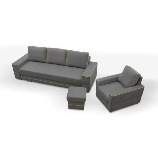 zestaw SAMANTA A - sofa rozkładana , fotel i puf