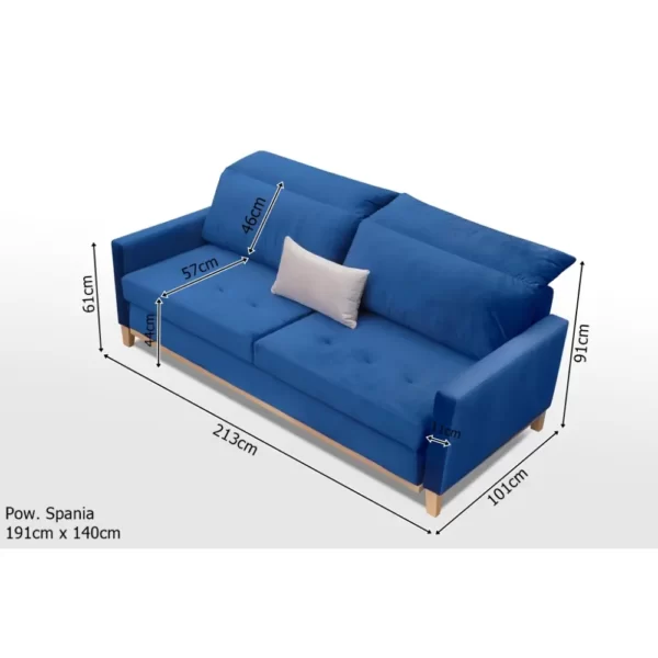 sofa rozkładana AZJA - wymiary
