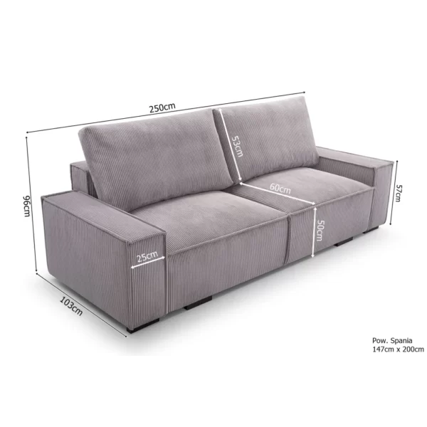 sofa rozkładana SIMBA - wymiary